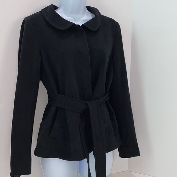 Theory Black Button Up Belted Jacket Blazer 
Size L - Picture 3 of 11